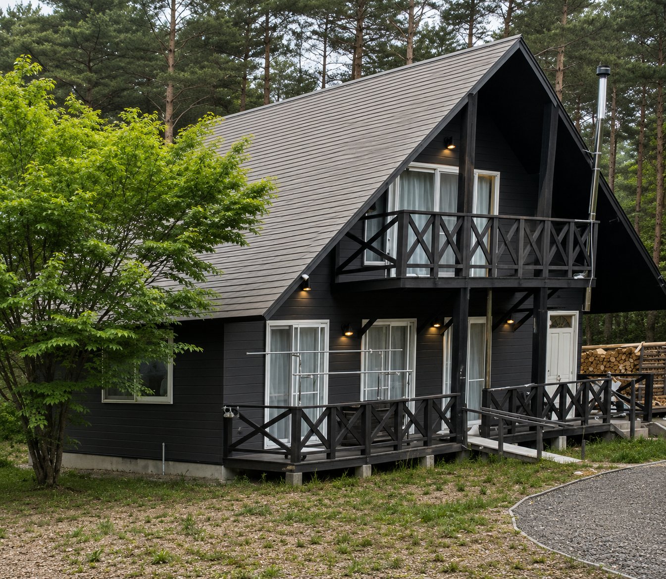 Earth building, charcoal exterior