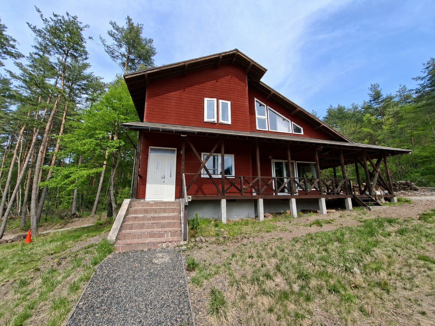 Fire building with red exterior